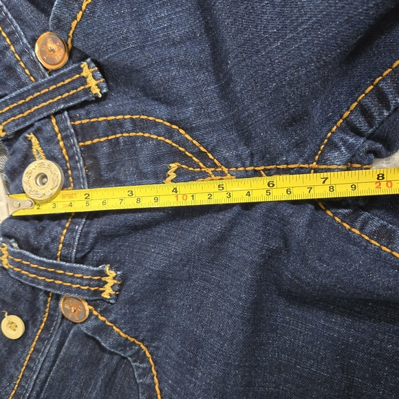 True Religion Vintage Women's Dark Blue Jeans with Suspenders Buttons Size 27 - Picture 3 of 16